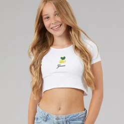 Guess Mädchen Crop T-Shirt Pure White