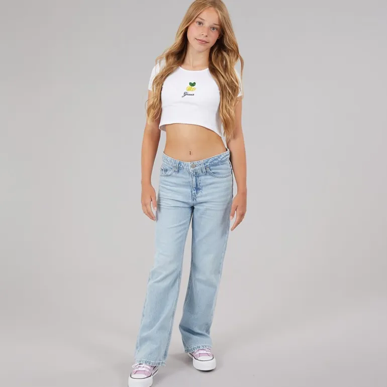 Guess Mädchen Crop T-Shirt Pure White
