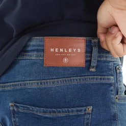 Henleys Herren Breeze Jeans mit geradem Bein Blau
