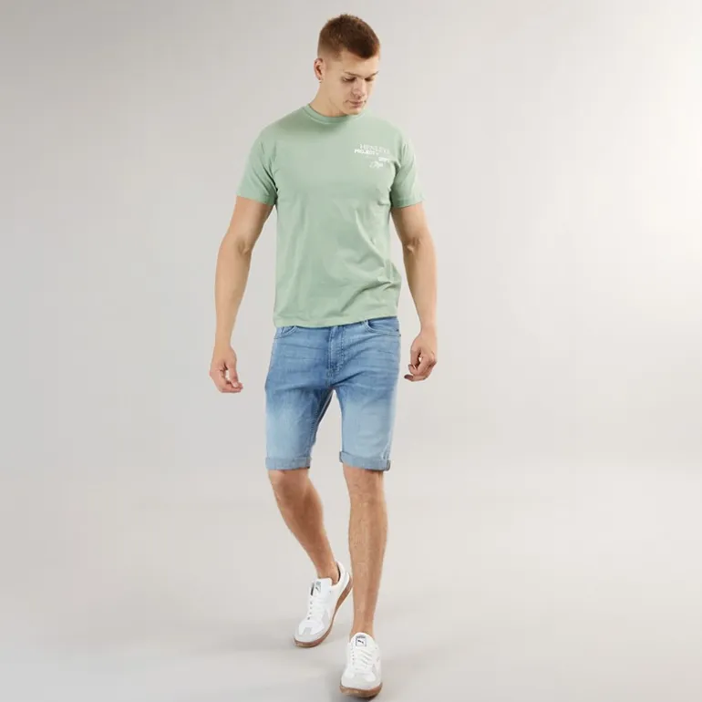 Henleys Herren Flex Denim Shorts Helle Waschung