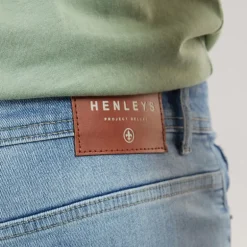 Henleys Herren Flex Denim Shorts Helle Waschung