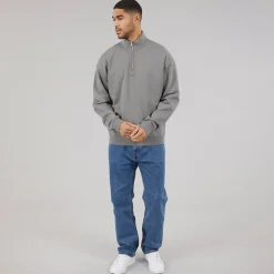 HUGO Herren Durty244 Half Zip Sweatshirt Dark Grey