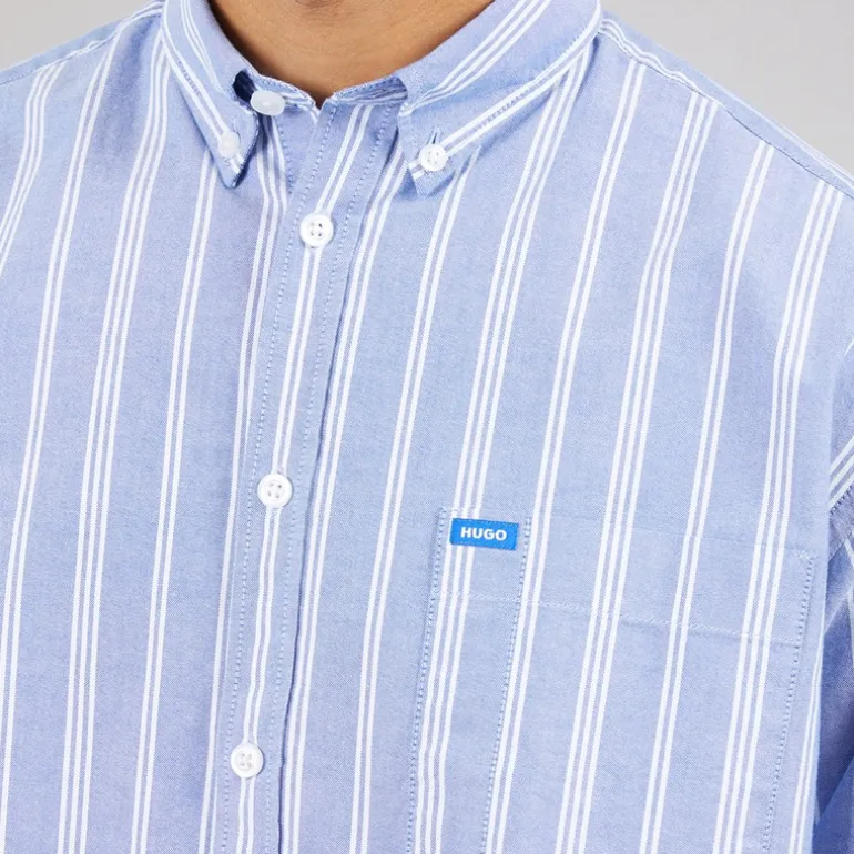 HUGO Herren Ebill Langarmshirt Open Blue