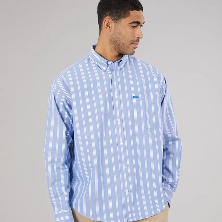 HUGO Herren Ebill Langarmshirt Open Blue