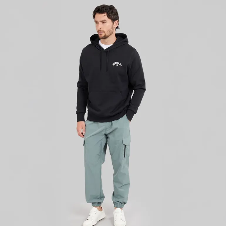 Hurley Herren Flammen Augen Kapuzenpullover Schwarz