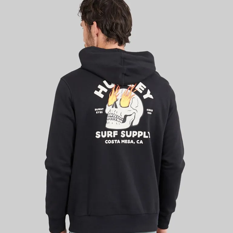 Hurley Herren Flammen Augen Kapuzenpullover Schwarz