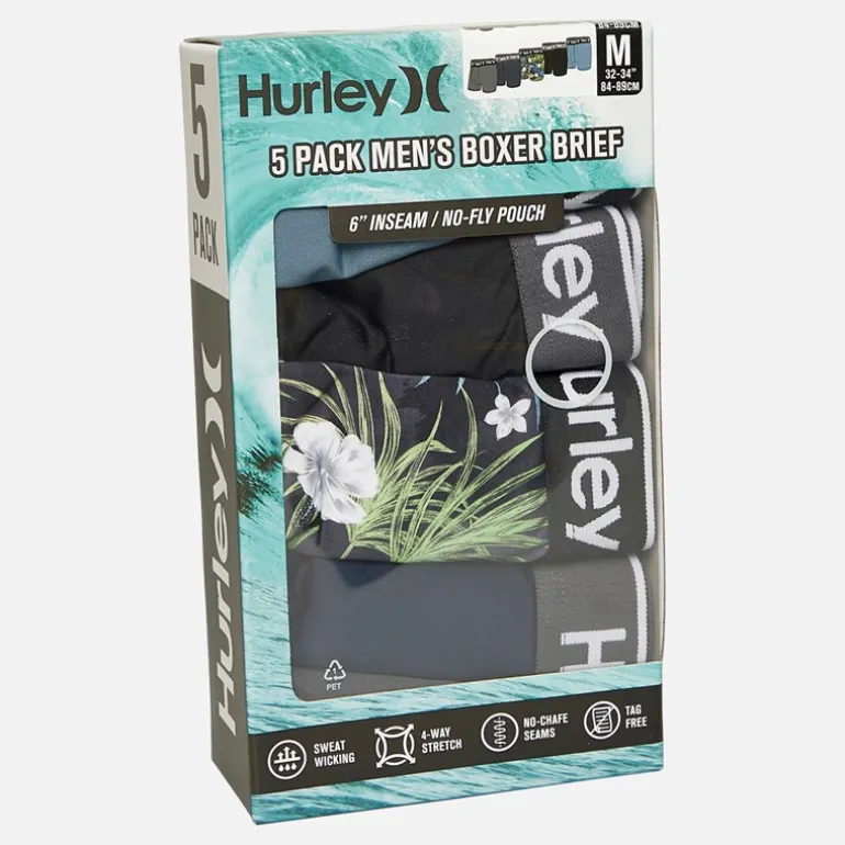 Hurley Herren Regrind Fünferpack Boxershorts Schwarz / Blau