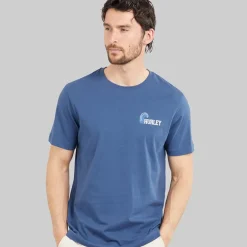 Hurley Herren Surf Welle Grafik T Shirt Industrial Blue