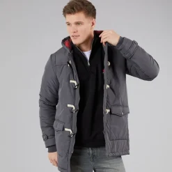 Indicode Herren Baltico Duffel Mantel Dunkelgrau Dk Grey