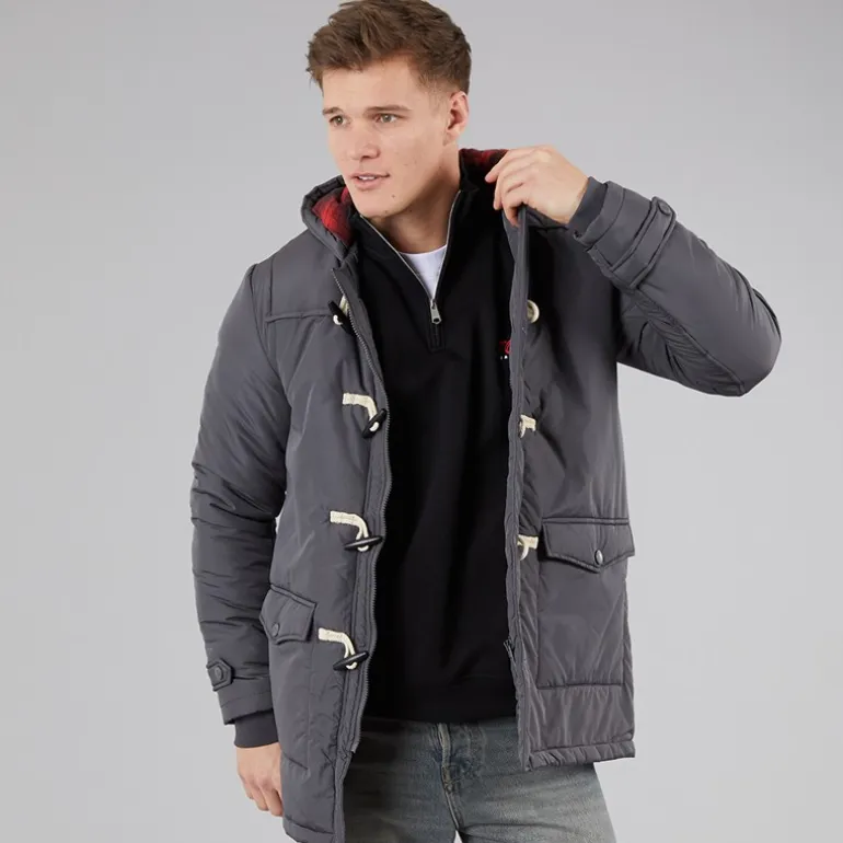 Indicode Herren Baltico Duffel Mantel Dunkelgrau Dk Grey