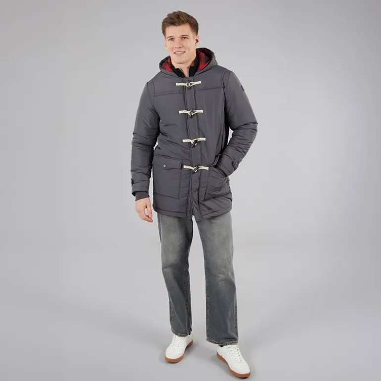 Indicode Herren Baltico Duffel Mantel Dunkelgrau Dk Grey