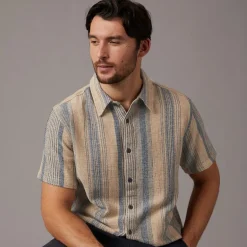 Indicode Herren Inrafko Kurzarm Hemd Beige