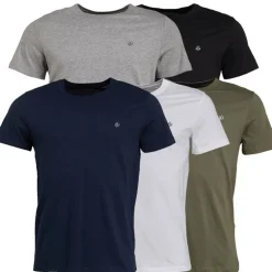 JACK & JONES 5er Pack T-Shirts Herren Marine/Weiß/Grau/Khaki/Schwarz