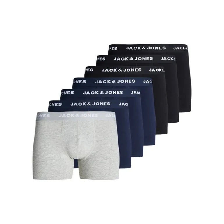 JACK & JONES Herren Anthony 7er-Pack Unterhosen Schwarz/Schwarz/Schwarz/Marine/Marine/Marine/Hellgrau Melange
