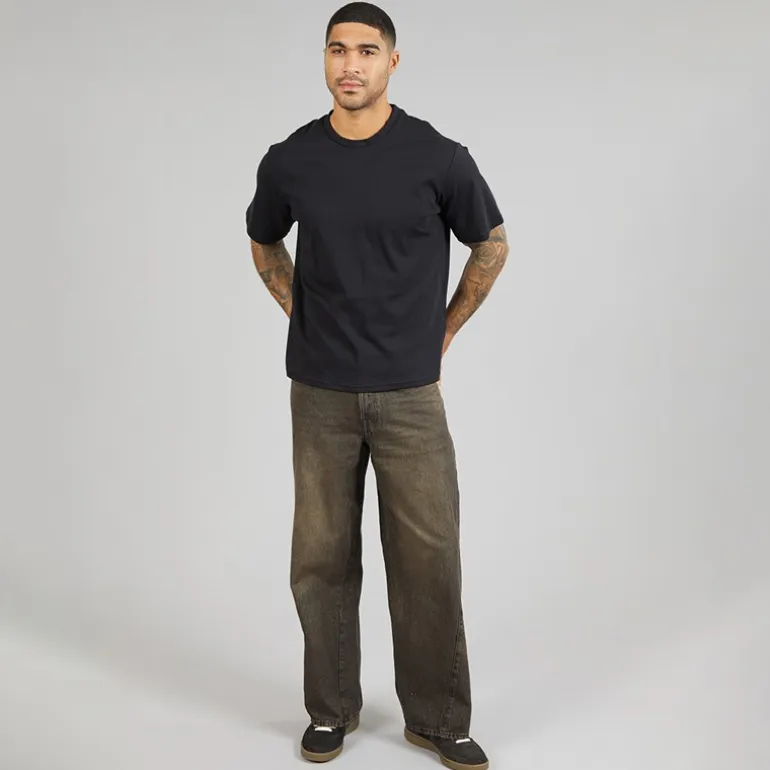 JACK & JONES Herren Dave Skewed 464 Wide Jeans Black Denim