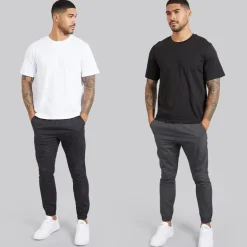 JACK & JONES Herren Egon Druck Zwei Pack T Shirts Schwarz/Weiß