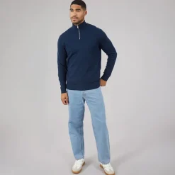JACK & JONES Herren Emil Strick 1/2 Zip Pullover Marine