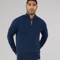 JACK & JONES Herren Emil Strick 1/2 Zip Pullover Marine
