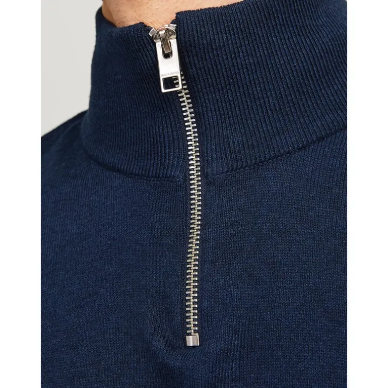 JACK & JONES Herren Emil Strick 1/2 Zip Pullover Marine