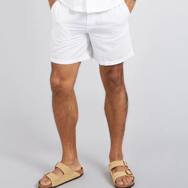 JACK & JONES Herren Jaiden Leinenmischung Shorts Weiß