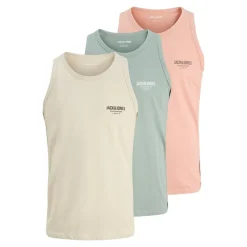 JACK & JONES Herren Jeff Orion 3er-Pack Unterhemden Eisberg Grün / Koralle Mandel / Mondschein