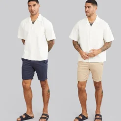 JACK & JONES Herren JJ Dave 2er-Pack Chino Shorts Marineblau / Weiss Peppper