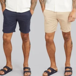 JACK & JONES Herren JJ Dave 2er-Pack Chino Shorts Marineblau / Weiss Peppper