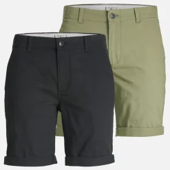 JACK & JONES Herren JJ Dave Zweierpack Chino Shorts Schwarz / Tiefes Flechten Grün