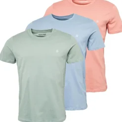 JACK & JONES Herren JXJ Drei Pack T-Shirts Ashley Blau/Rosette/Grün Milieu