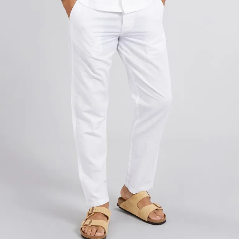 JACK & JONES Herren Kane Paros Leinenmischung Hose Weiß