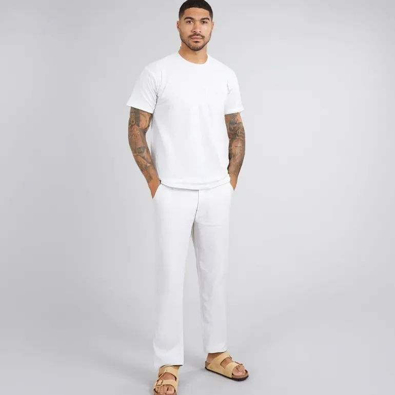 JACK & JONES Herren Kane Paros Leinenmischung Hose Weiß
