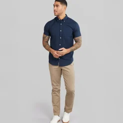JACK & JONES Herren Klassisches Kurzarm Oxford Hemd Marine Blazer