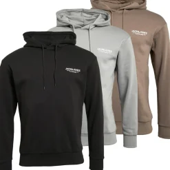 JACK & JONES Herren Mason Drei-Pack Hoodies Schwarz/Alloy/Falcon