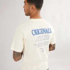 JACK & JONES Herren Santorini Back T-Shirts Ecru