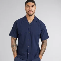 JACK & JONES Herren Sommer Resort Kurzarmhemd Marineblau Blazer