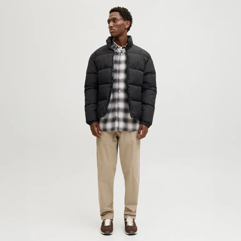 JACK & JONES Herren Stehkragen Steppjacke Schwarz