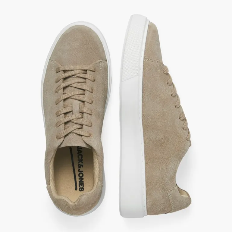 JACK & JONES Herren Stockholm Leder Sneaker Plaza Taupe