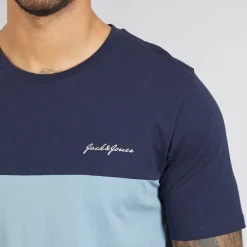 JACK & JONES Herren Trip T Shirt Und Shorts Set Navy Blazer