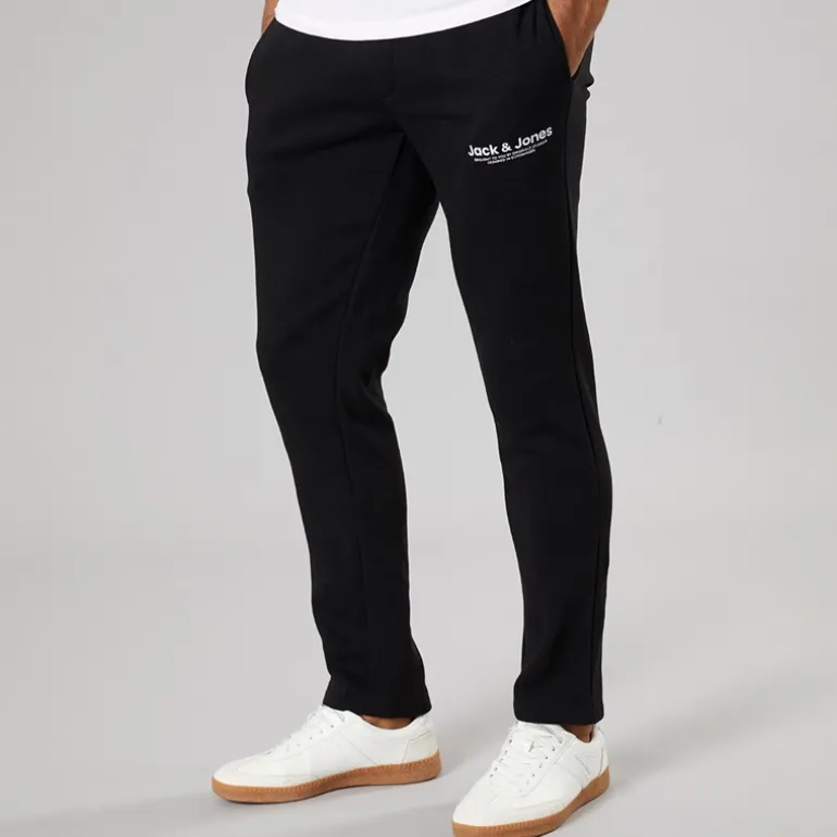 JACK & JONES Herren Vesterbro Jogginghose mit offenem Saum Schwarz/Weiß