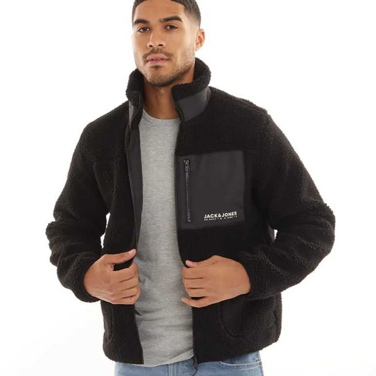 JACK & JONES Herren Vesterbro Teddy Jacke Schwarz