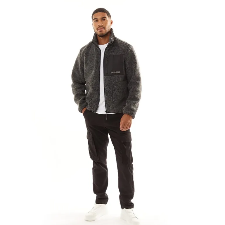 JACK & JONES Herren Vesterbro Teddy Jacke Grau Melange