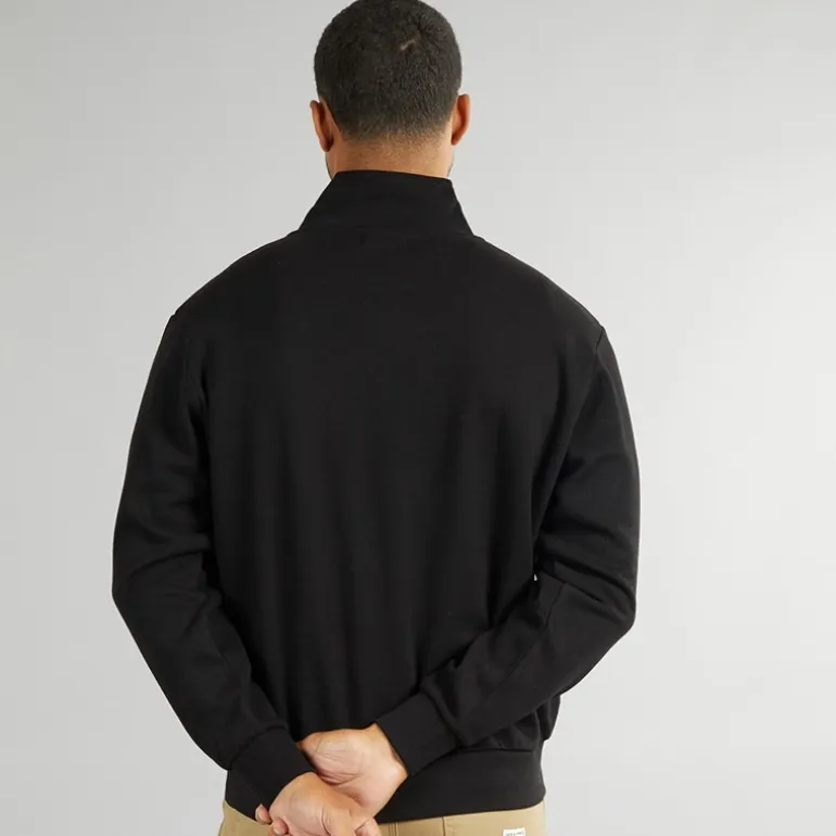 JACK & JONES Herren Vesterbro 1 / 4 Zip Sweatshirt Schwarz / Weiss