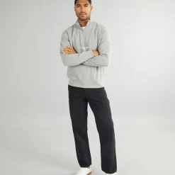 JACK & JONES Herren Vesterbro 1/4 Zip Sweatshirt Hell Grau Meliert/Schwarz