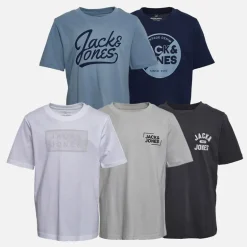 JACK & JONES Junge Andrew Fünfer Pack T Shirts Schwarz