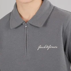 JACK & JONES Junge Basic Reißverschluss Poloshirt Und Shorts Set Castlerock