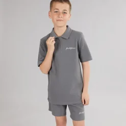 JACK & JONES Junge Basic Reißverschluss Poloshirt Und Shorts Set Castlerock