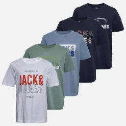 JACK & JONES Junge Casper Fünferpack T Shirts Iceberg Green