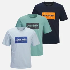 JACK & JONES Junge Cole Drei Pack T Shirts Navy Blazer