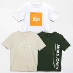 JACK & JONES Junge Drei-Pack Jason T-Shirts Schwarz