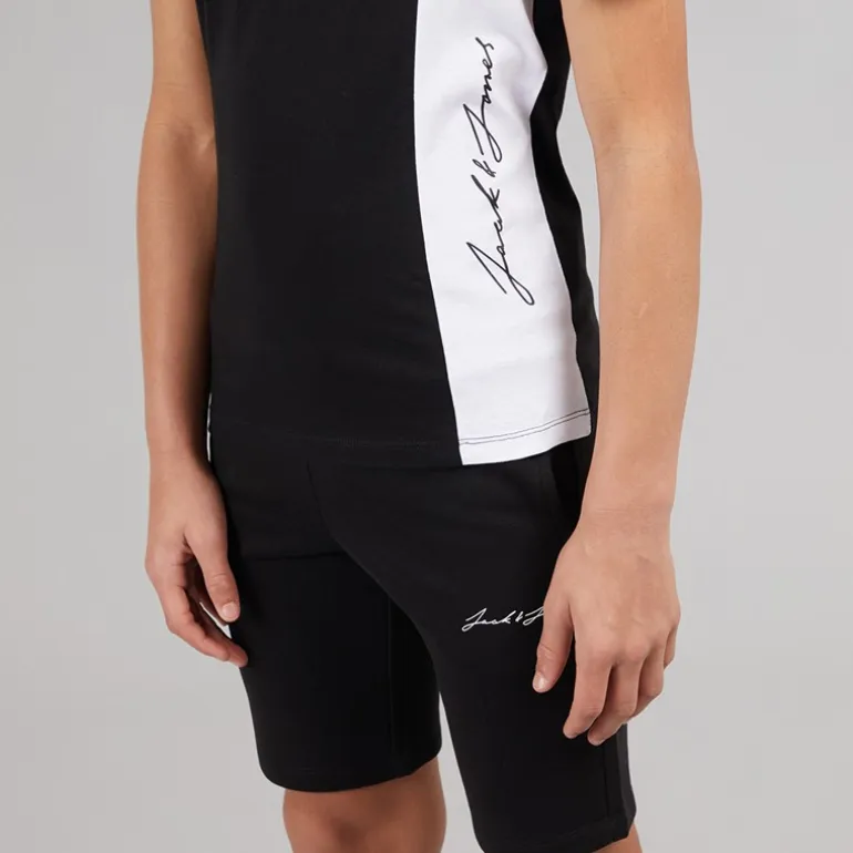 JACK & JONES Junge Jax Blockier T Shirt und Hose Set Schwarz